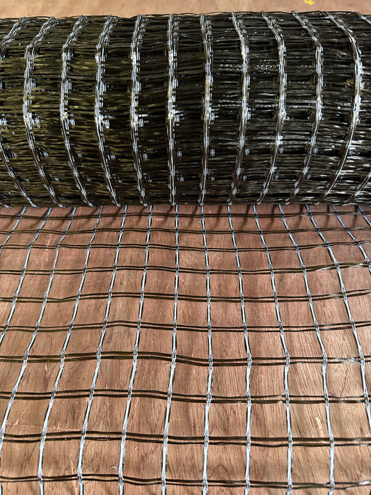 Basaltfibernät 30/30 kN/m, polymerbeläggning, 25×25 mm, bredd 1 m, rulle 50 m²